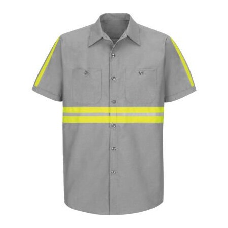 Vf Imagewear Red Kap Enhanced Visibility Industrial Short Sleeve Work Shirt, Gray, Poly/Cotton, Regular L SP24EGSSL